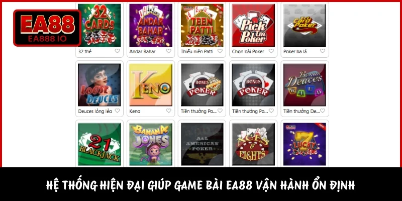Hệ thống hiện đại giúp game bài EA88 vận hành ổn định